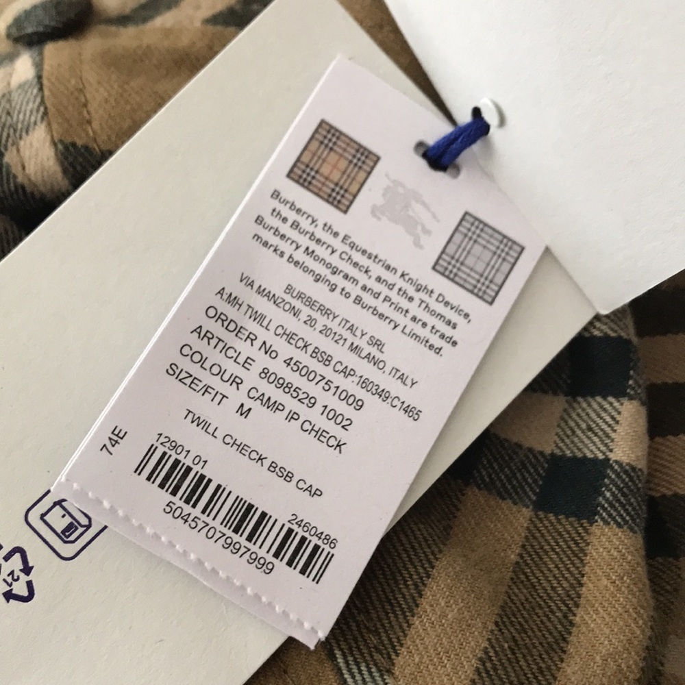 🆕 BURBERRY Unisex Twill Check Baseball Cap - Picture 11 of 11